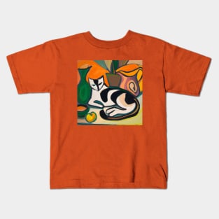 Still Life With Cat in Style of Henri Matisse Kids T-Shirt